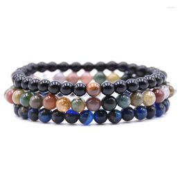 Strand HYHONEY 3pcs/set High Quality 6mm Natural Stone Beads Bracelet For Women Bracelets & Bangles Men Jewelry