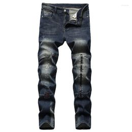 Men's Jeans 2023 Fashion Mens Cotton Stitching Patch Slim Fit Men Trousers Casual Male Denim Pants Pantalones Hombre