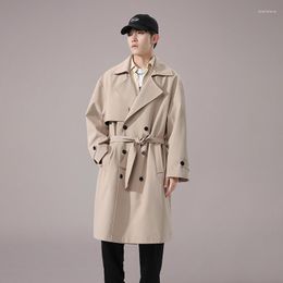 Men's Trench Coats M-3XL Mens Coat Autumn Winter Male Jacket Long Double Breasted Turn-down Collar Solid Casual Windbreaker Clothes Hw115