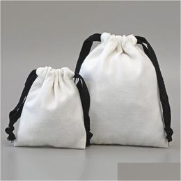 Jewelry Pouches Bags Cotton Gift With Ribbon Per Candle Dstring Pouch Candy Sack Drop Delivery Packaging Display Ote7X