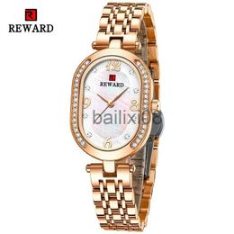 Other Watches New REWARD Women Wristwatch Fashion Luxury Quartz Wrist Watches Stainless Steel Strap Gift for Girl Wife Mother Friends J230728