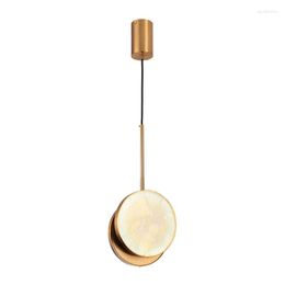 Chandeliers Natural Marble LED Pendant Lights Simple Luxury Restaurant Bar Coffee Shop Droplights Nordic Bedroom Brass Small Hanging Lamp