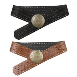 Belts 2XPC Exaggerated Man Round Buckle Belt Adjustable Waist Straps For Trousers Shirt