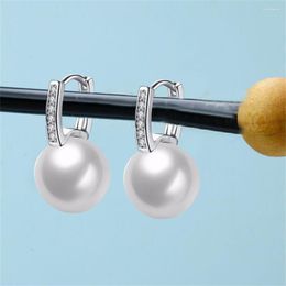 Hoop Earrings Womens Simple And Eye-catching Pearl Shape Vintage Style Diamond Durable Earring
