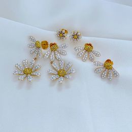 Stud Real 18K Gold Plated Daisy Opal Earrings Jewelries Letter wedding gift factory wholesale With Free dust bag