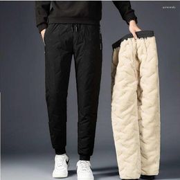 Men's Pants Plus Size 7XL Cashmere Winter Lambskin Warm Male Casual Lined Fleece Trousers Sweatpants