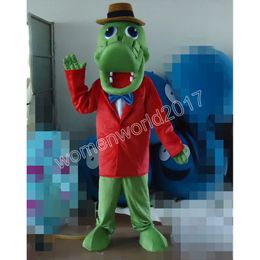 Alligator Mascot Costume Leather Jacket Halloween Suit Role Play Furry Costume