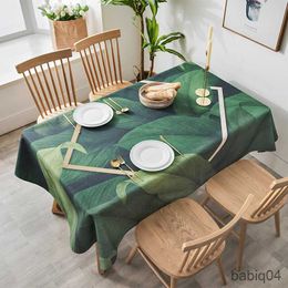 Table Cloth Modern Green Leaf Printing Table Tablecloth Home Wedding Decoration Rectangular Tablecloths Coffee Tables Cover R230731