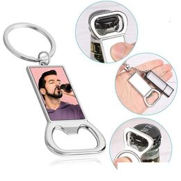 Keychains Lanyards Sublimation Blanks Bottle Opener Metal Keychain Blank Key Rings Rec Aluminium Heat Transfer Custom Personalised Po Otxhd