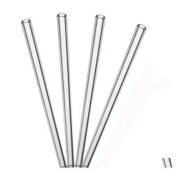 Drinking Straws 18Cm/7Inch Reusable Wedding Birthday Party Straight Clear Glass Sts Thick Barware Drop Delivery Home Garden Kitchen Dh9Yz LL