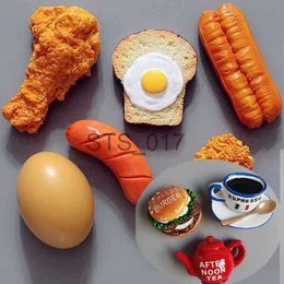 Fridge Magnets 3D Simulation Food Fridge Magnet Teapot Fried Chicken Espresso Sausage Bread and Egg Refrigerator Magnet Paste Kitchen Decorate x0731