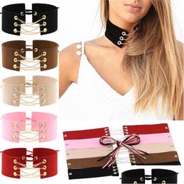 Chokers Mtilayer Wrap Choker Necklace Collars Torques Lace Up Gold Chains Jewellery Women Drop Delivery Necklaces Pendants Dhvgc