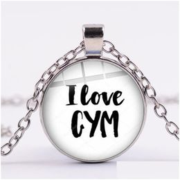 Pendant Necklaces I Love Gym Theme Necklace Dancing And Fitness Glass Crystal Like Casual Sports Minimalism Jewelry For Women Men Drop Dhkh2