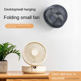 Electric Fans Remote Control Wireless Wall Mounted Circulation Air Cooling Fan with LED Light Desktop Folding Electric Table Fan R230802