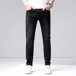 Men's Jeans Autumn Slim Feet Stretch Trend Black Men Fibre Casual Pants Classic Style Business Trousers Male Brand Clothes Size 28-40