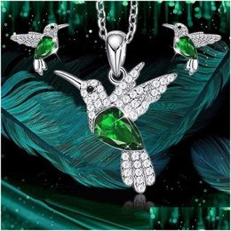 Pendant Necklaces Gold Filled Jewellery S925 Sier Bird Necklace Women Fashion Simple Creative Crystal Collars Personality Mtiple Charm P Dhfx1