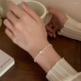 Link Bracelets Irregular Geometric Beaded Love Heart Pendant Bracelet For Women Girl Simple Elegant Sweet Trendy Jewelry Gift Wholesale