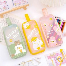 Students Cartoon Learning Stationery Large Capacity Animals Pencil Box PVC Pen Pouch PU Bag Case