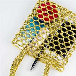 Net Red Hand Woven Gold Silver Plated Acrylic Bead Hollowed Out Geometric Simple Fashion Handbag 230731