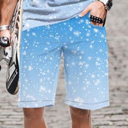 Men's Shorts Beach Snowflake Oversized Cool Comfortable Harajuku Loose Quick Dry Man Elastic Waist 3D Printed Mens Clothing 2023