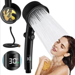 Bathroom Shower Heads High Pressure Shower Head Intelligent Temperature Digital Display 5 Modes Turbocharged Rainfall Shower Smart Bathroom Acessories 230731