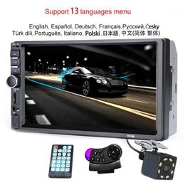 7018B 2 Din Car Radio Bluetooth 7 Touch Screen Stereo FM Audio Stereo MP5 Player SD USB Support Camera 12V HD1234i