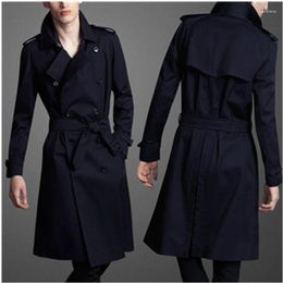 Men's Trench Coats Fall/winter Large Size Middle-aged Windbreaker Casual Korean Coat Double-breasted Knee-length Men