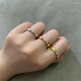 Cluster Rings TFF True Diamond Clasp Ring Simple Sheer Tri-Color Metal Women's Jewelry Elegant And Beautiful Gift For Girls