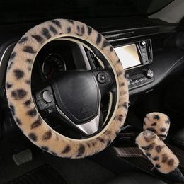 Steering Wheel Covers Winter Imitation Car Cover Plush Pull Handle To Keep Warm Three-piece Set262g