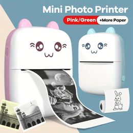 Portable Mini Photo Printer: Thermal Label Printer with USB Recharge, BT Wireless, Android/iOS Compatible, and 1 Roll of Thermal Paper Included!