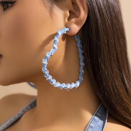 Hoop Earrings Salircon Exaggerated Big Heart Shaped Star Fashion Denim Ring Women's Hip Hop Street Trend Jewellery Gift