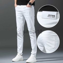 Men's Jeans 2023 Autumn New White Men's Jeans Straight Slim Solid Colour Casual Denim Trousers Classic Male Brand Clothing Pants J230728