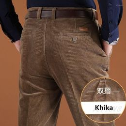 Men's Pants Corduroy Men Casual Long Trousers Straight Thick Warm Autumn Winter High Waist Bussiness Work Plus Size 44 46