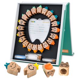 Keepsakes Wooden Baby Tooth Box English Milk Teeth Storage Organizer Infant Kid Cute Souvenirs Gifts for Children 230731