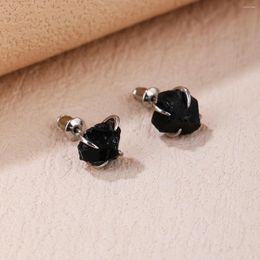 Stud Earrings BOROSA 5Pcs Black Agate Women Studs Birthstone For Unshaped GH011