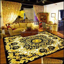 Carpets Luxury Designer Non-Slip Floor Mat Rectangar Carpet Runner Rug For Bedroom/Living Room/Dining Room/Kitchen Drop Delivery Home Dhehf