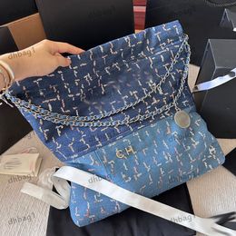 Stylish Women Shoulder Bag 22 Garbage Bag Small sequin denim bag Hardware Metal Buckle luxury handbags Crossbody bags Oversized shopping bags Coin Charm 33cm