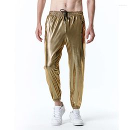 Men's Pants Shiny Gold Coated Metallic Jogging Sweatpants Men Stylish 70s Disco Nightclub Show Hip Hop Streetwear Sport 3XL