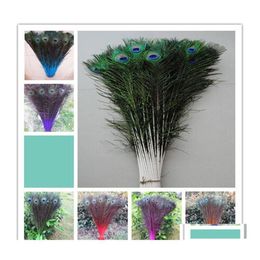 Feathers Wholesale 100 Pcs High Quality 7080Cm 2832Inches Peacock U Pick Color230W Drop Delivery Office School Business Industrial Ret Dhbus
