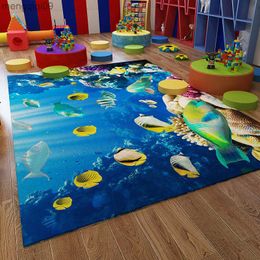 Carpets Cartoon 3D Underwater World Printing Carpet Living Room Sofa Coffee Table Mat Bedroom Room Full Bedside Floor Mat Home Door Mat R230731