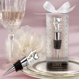 10Pcs lot Classic and Elegant Wedding and Party Favors of Love Chrome Wine Bottle Stopper Wedding Gifts For Guests and Bridal sh247R