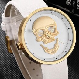 Wristwatches 3D Watch Men Women Stainless Steel Unisex Black White Gold Steampunk Watches Ladies Reloj Male Sculpture Clock Mexic