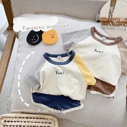 Clothing Sets Children s Cotton Baby Letter Print Casual Sports Boy T shirt Shorts Toddler Unisex Leisure 230731