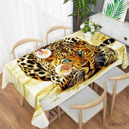 Table Cloth Robust Cheetah Print Tablecloth Wedding Decoration Birthday Party Tablecloth Dining Table Coffee Table Tablecloth Tapete R230731