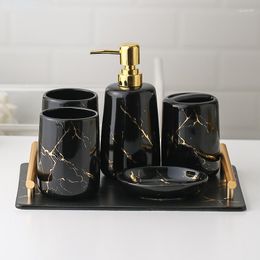 Bath Accessory Set Ceramic Bathroom Nordic Simple Press Bottle Washing Tool Mouthwash Cup Soap Toothbrush Holder Tray Home El