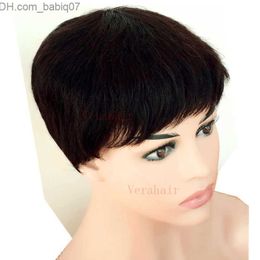 Human Hair Capless Wigs Human Short Bob Cuts Full machine made Hair none Lace Wig For Black Women Glueless Wig With Bangs Pixie Cut African American Wigs Z230731