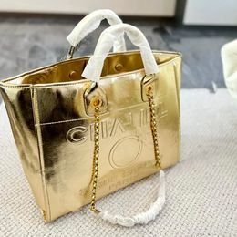 Hot23 Glitzer-Designer-Strand-Einkaufstaschen, Gold, Silber, Schwarz, glänzendes Lammfell, Luxus-Tragetaschen, Griff, Handtasche mit Kette, für den Außenbereich, großes Fassungsvermögen, Sacoche-Beutel, 38 cm