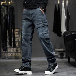 Men's Jeans Spring 2023 Men Baggy Straight Hip Hop Streetwear Vintage Fashion Trousers Embroidery Wide-leg Denim Pants E70