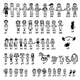 Stick Figure My Family & Pet Dog Cat Sticker for Car Window Bumper Vinyl Decal Household sticker car styling240u