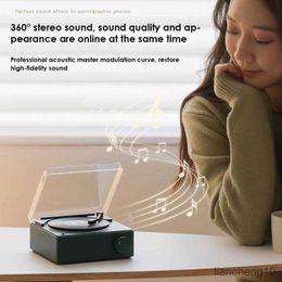 Portable Speakers Retro Turntable Wireless Bluetooth V5.0 Record Player Stereo Sound Subwoofer Vintage Alarm Clock R230731